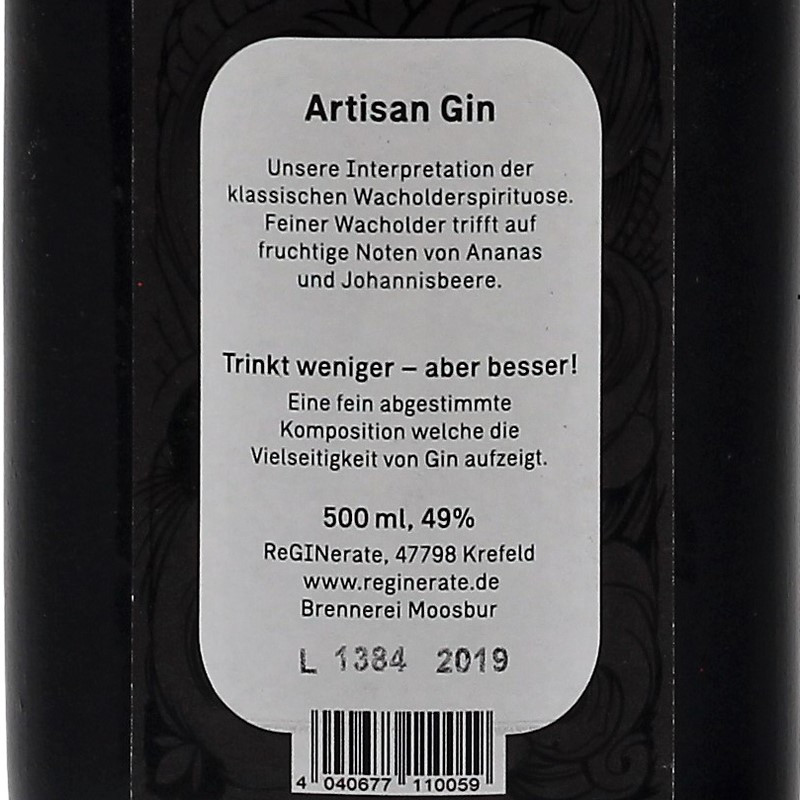 Reginerate Artisan Gin 0,5 L 49%vol Reginerate Artisan Gin 0,5 L 49%vol