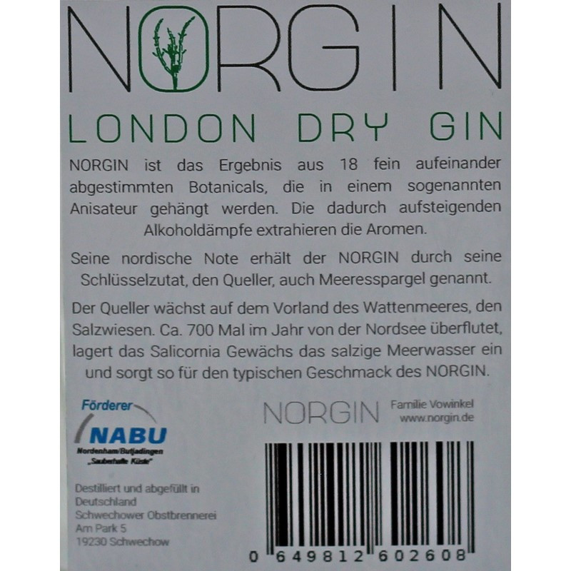 Norgin Gin 0,5 L 43% vol Norgin Gin 0,5 L 43% vol