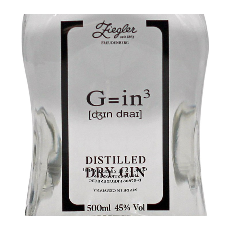 Ziegler Dry Gin G=in³ 0,5 L 45% vol Ziegler Dry Gin G=in³ 0,5 L 45% vol