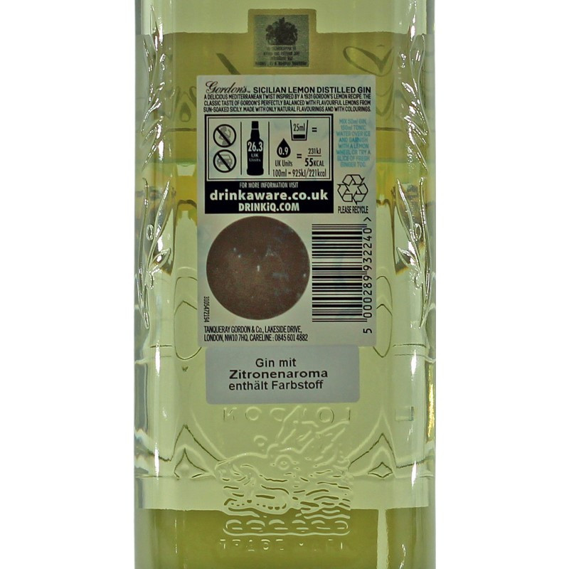 Gordon's Sicilian Lemon Gin 0,7 L 37,5% vol Gordon's Sicilian Lemon Gin 0,7 L 37,5% vol