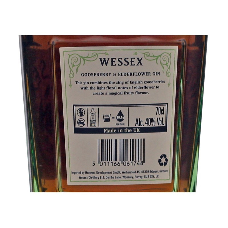 Wessex Gooseberry and Elderflower Gin 0,7 L 40% vol Wessex Gooseberry and Elderflower Gin 0,7 L 40% vol