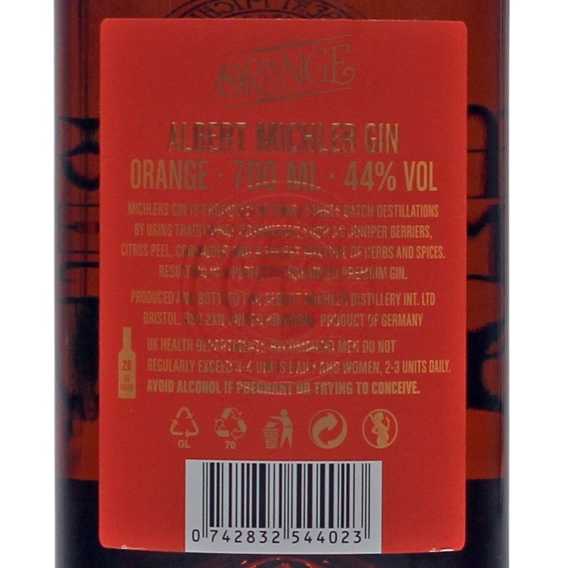 Michlers Orange Gin 0,7 L 44% vol Michlers Orange Gin 0,7 L 44% vol