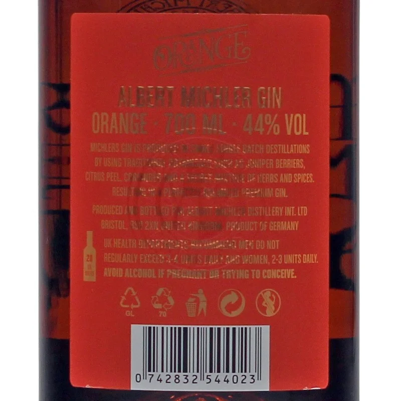 Michlers Orange Gin 0,7 L 44% vol Michlers Orange Gin 0,7 L 44% vol