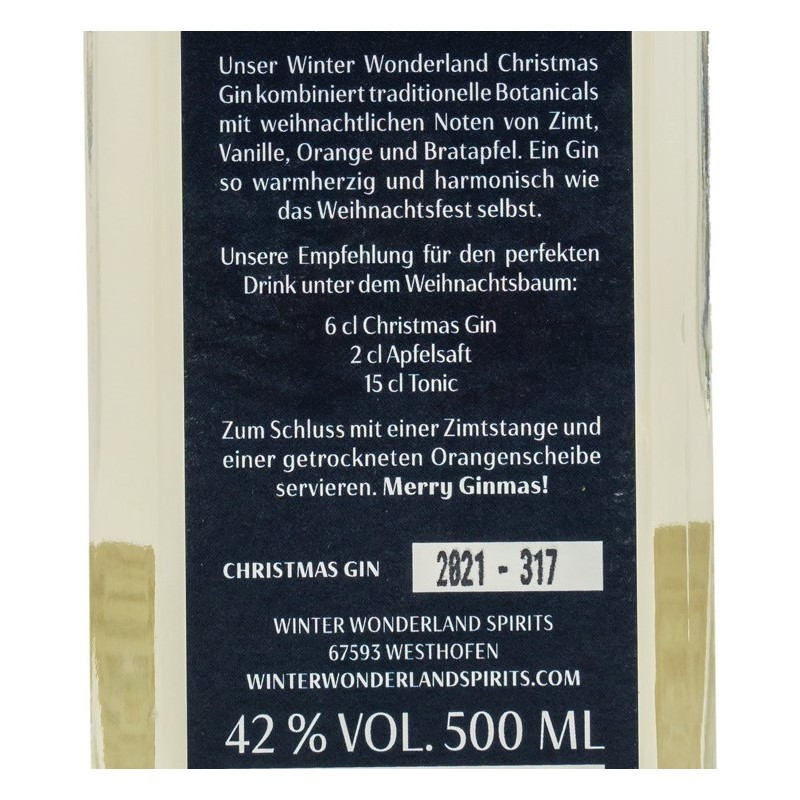 Winter Wonderland Christmas Gin 0,5 L 42% vol Winter Wonderland Christmas Gin 0,5 L 42% vol