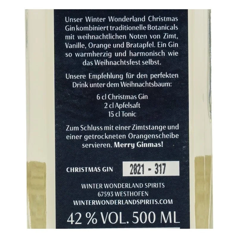 Winter Wonderland Christmas Gin 0,5 L 42% vol Winter Wonderland Christmas Gin 0,5 L 42% vol