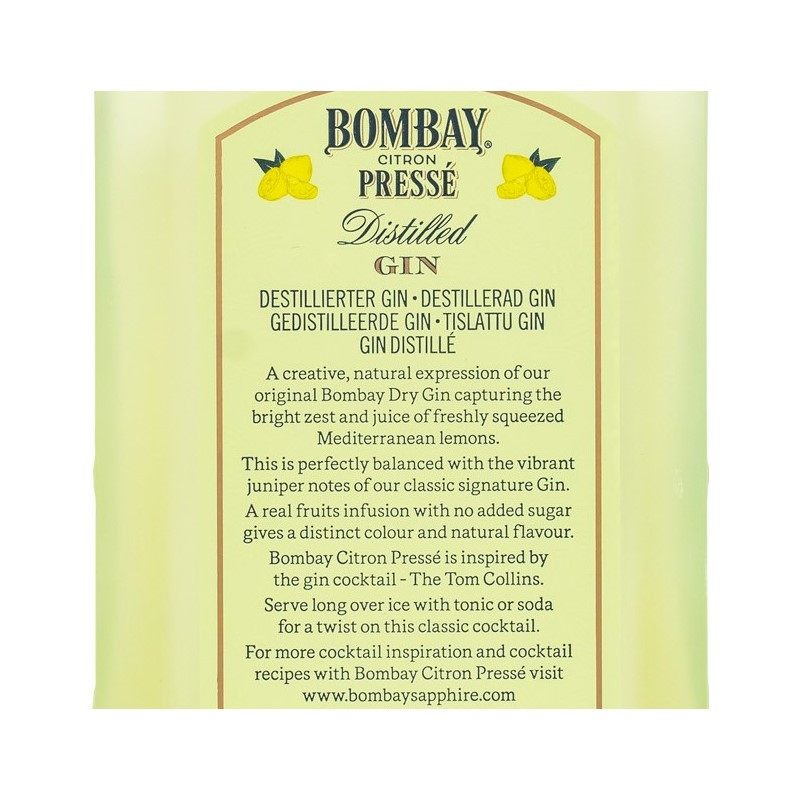 Bombay Citron Presse Gin 0,7 L 37,5% vol Bombay Citron Presse Gin 0,7 L 37,5% vol