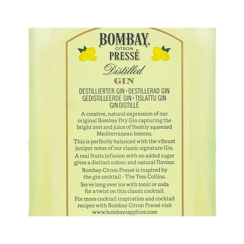 Bombay Citron Presse Gin 0,7 L 37,5% vol Bombay Citron Presse Gin 0,7 L 37,5% vol