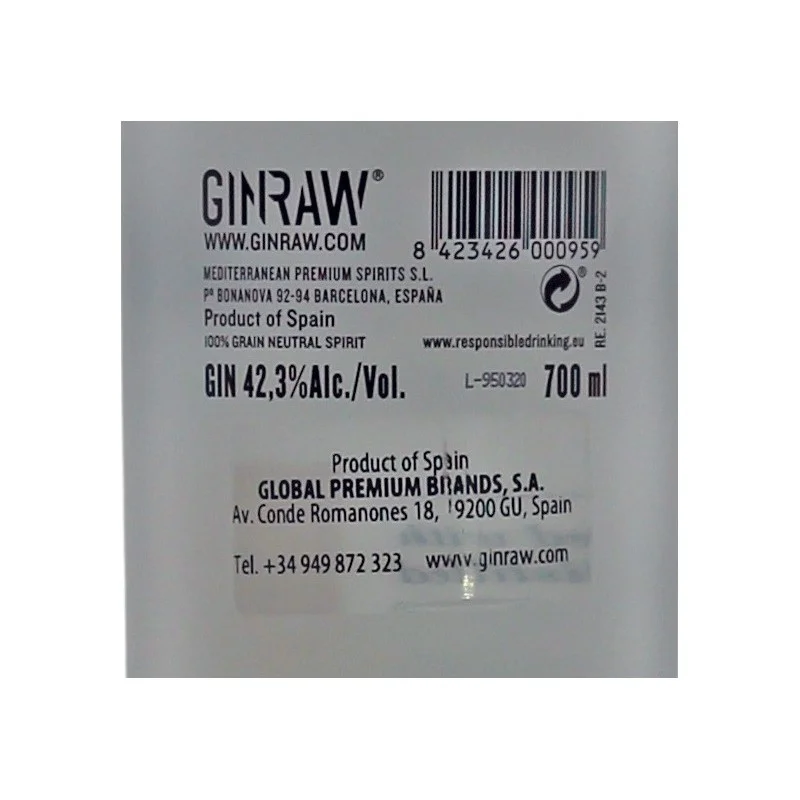 Ginraw Barcelona Gastronomic Gin 0,7 L 42,3% vol