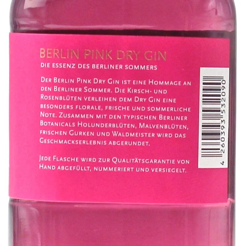 Berlin Pink Dry Gin 0,7 L 43,3 % vol Berlin Pink Dry Gin 0,7 L 43,3 % vol