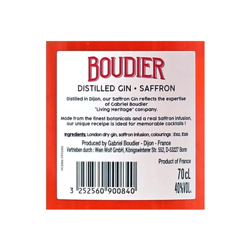 Gabriel Boudier Saffron Gin 0,7 L 40% vol Gabriel Boudier Saffron Gin 0,7 L 40% vol