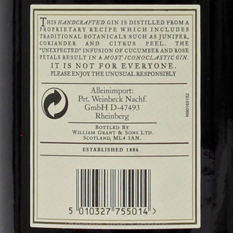 Hendrick's Gin 0,7 L 44%vol Hendrick's Gin 0,7 L 44%vol