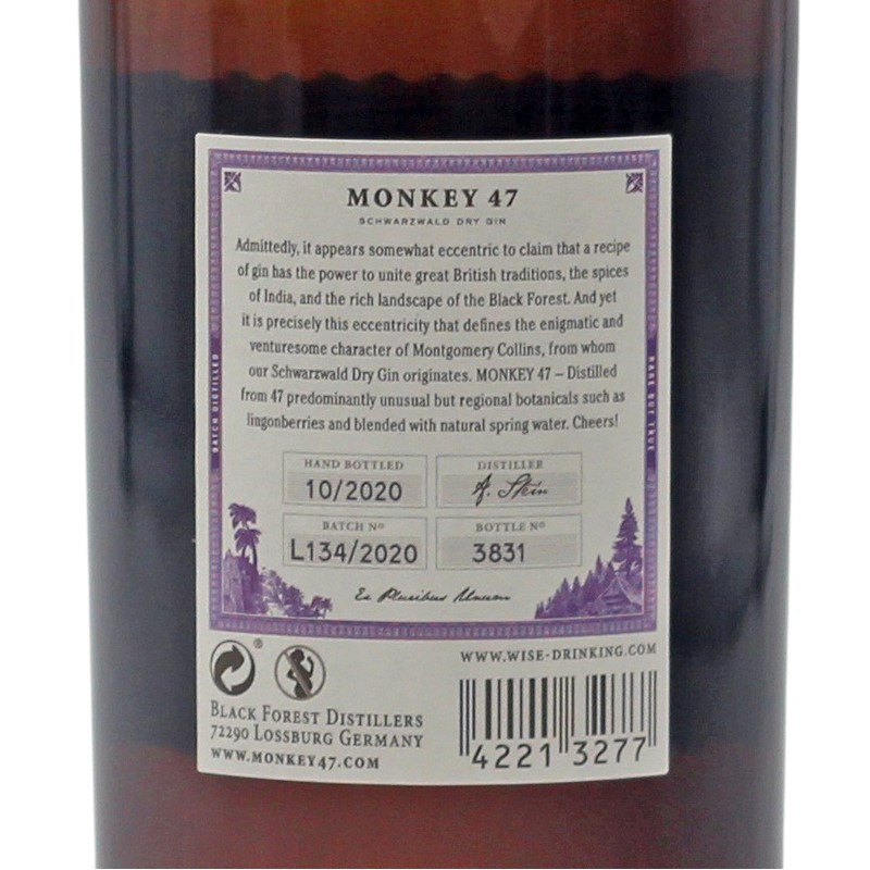 Monkey 47 Schwarzwald Dry Gin 0,5 L 47% vol Monkey 47 Schwarzwald Dry Gin 0,5 L 47% vol