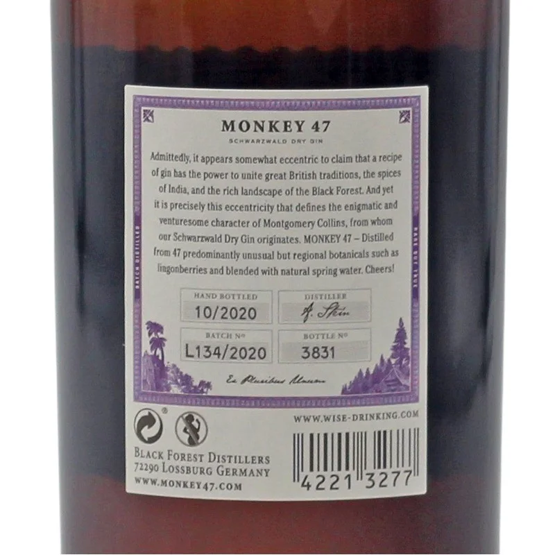 Monkey 47 Schwarzwald Dry Gin 0,5 L 47% vol