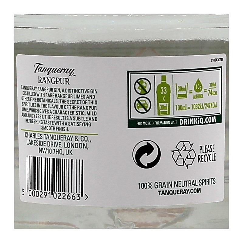 Tanqueray Rangpur Lime distilled Gin 1 L 41,3%vol Tanqueray Rangpur Lime distilled Gin 1 L 41,3%vol