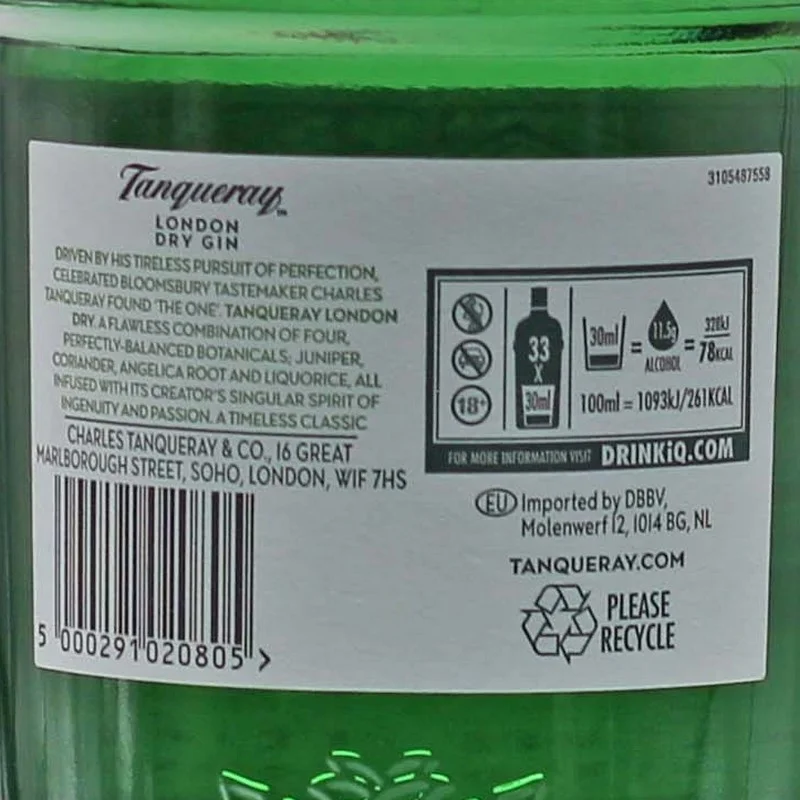 Tanqueray London Dry Gin 1 L 47,3% vol Tanqueray London Dry Gin 1 L 47,3% vol