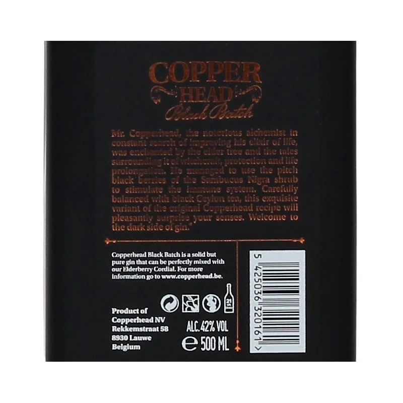 Copperhead Gin Black Batch 0,5 L 42%vol Copperhead Gin Black Batch 0,5 L 42%vol