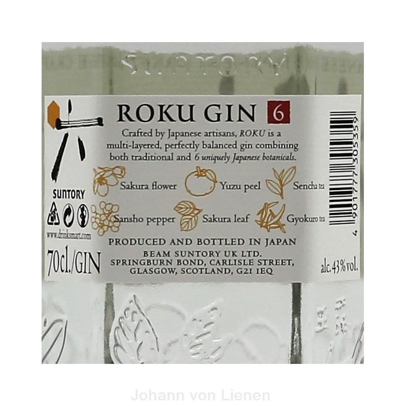 Roku Gin Japanese Craft Gin 0,7 L 43% vol Roku Gin Japanese Craft Gin 0,7 L 43% vol