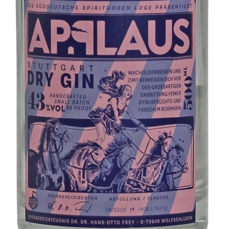 Applaus Stuttgart Dry Gin 0,5 L 43% vol Applaus Stuttgart Dry Gin 0,5 L 43% vol