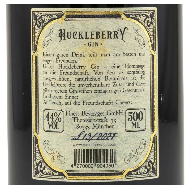 Huckleberry Gin 0,5 L 44 % vol Huckleberry Gin 0,5 L 44 % vol