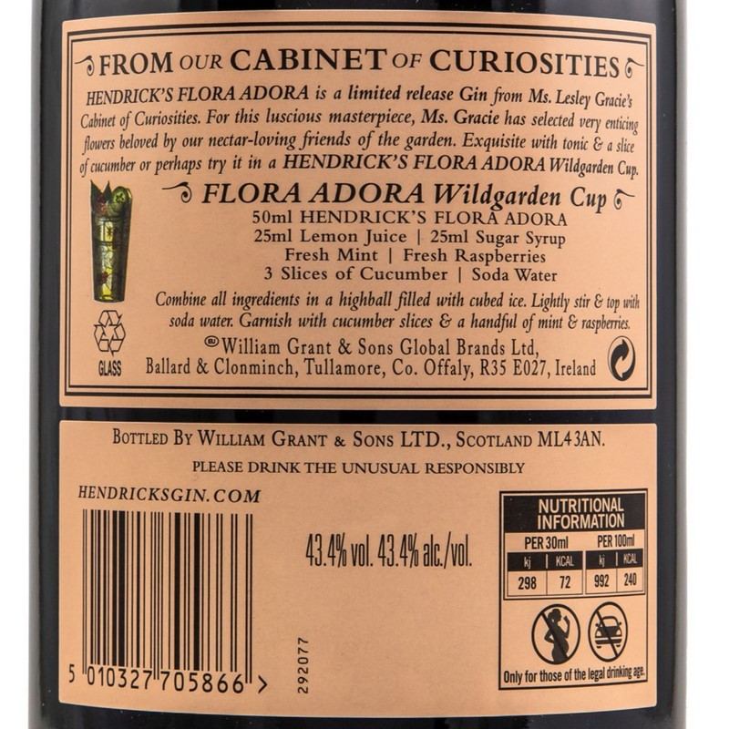 Hendricks Flora Adora Gin 0,7 L 43,4% vol Hendricks Flora Adora Gin 0,7 L 43,4% vol