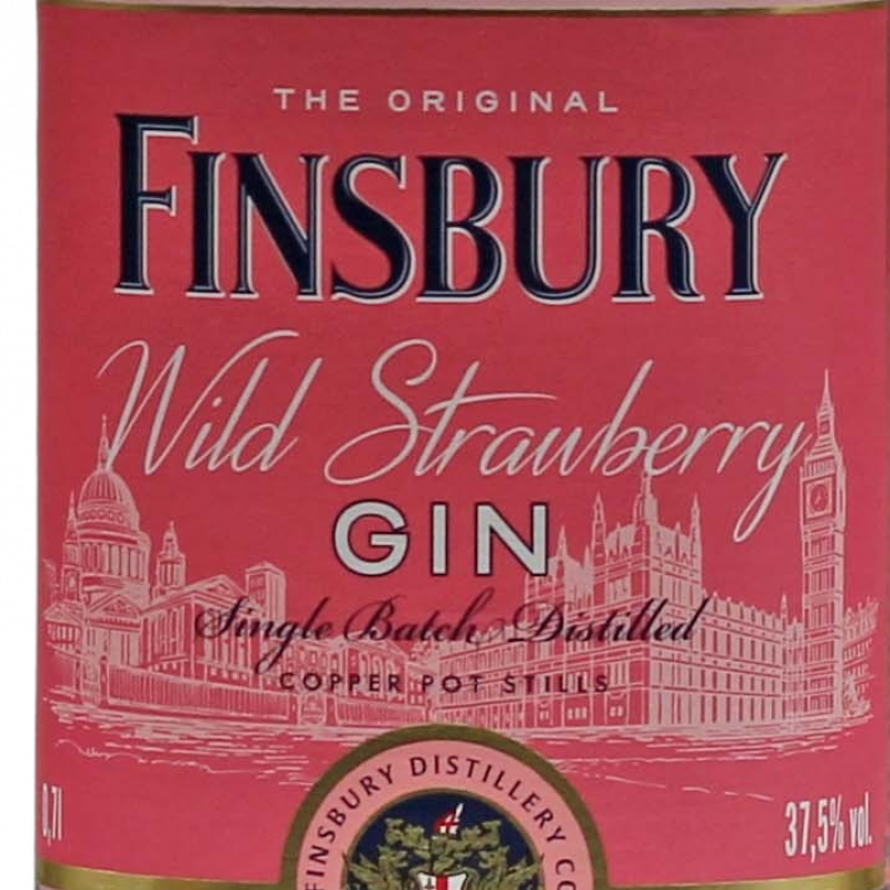 Detailbild von der Finsbury Wild Strawberry Gin Vorderseite