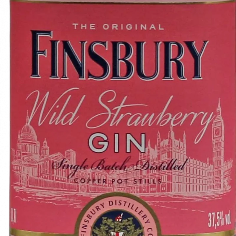 Detailbild von der Finsbury Wild Strawberry Gin Vorderseite Detailbild von der Finsbury Wild Strawberry Gin Vorderseite