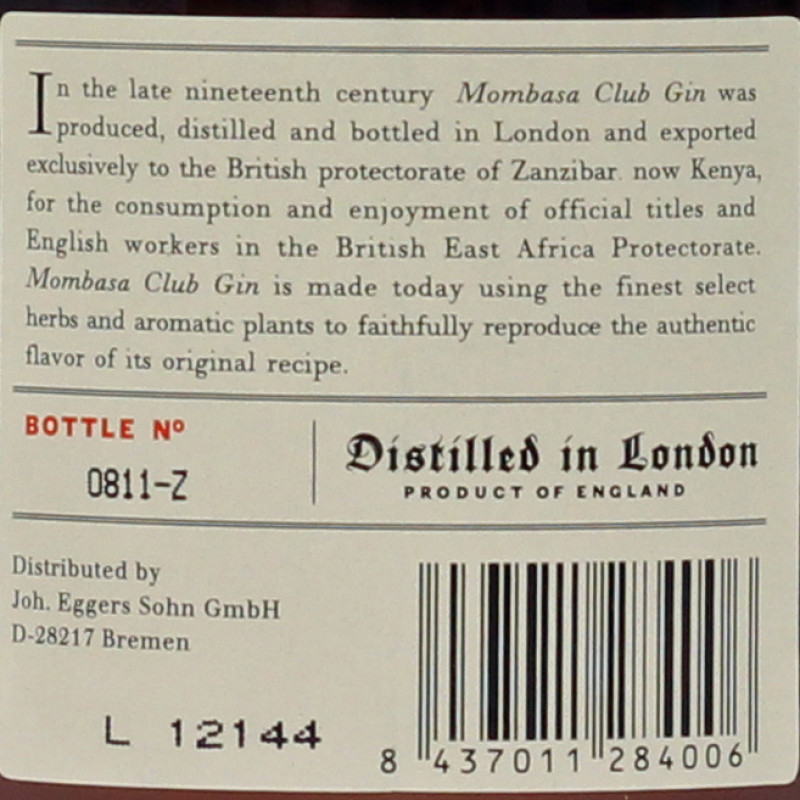 Mombasa Club Gin Mombasa Club Gin