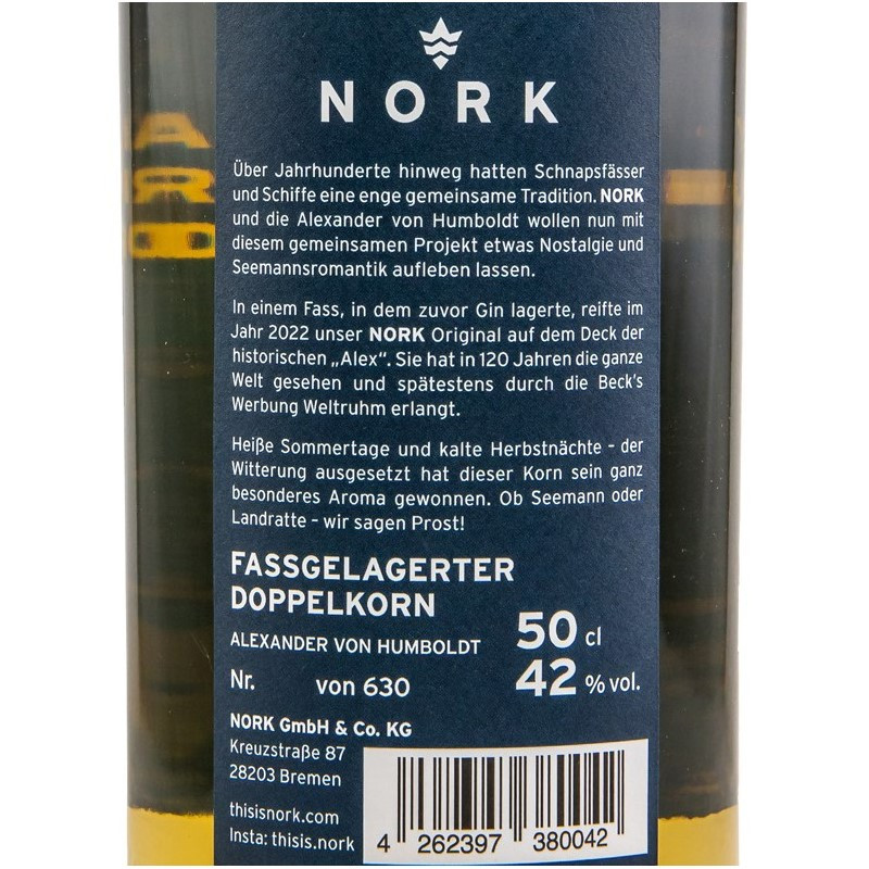 Nork Single Cask - Alexander von Humboldt Edition 0,5 L 42% Nork Single Cask - Alexander von Humboldt Edition 0,5 L 42%