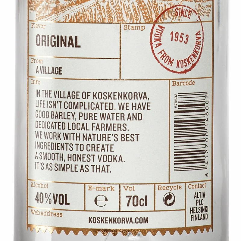 Koskenkorva Vodka aus Finnland 0,7 L 40% vol Koskenkorva Vodka aus Finnland 0,7 L 40% vol
