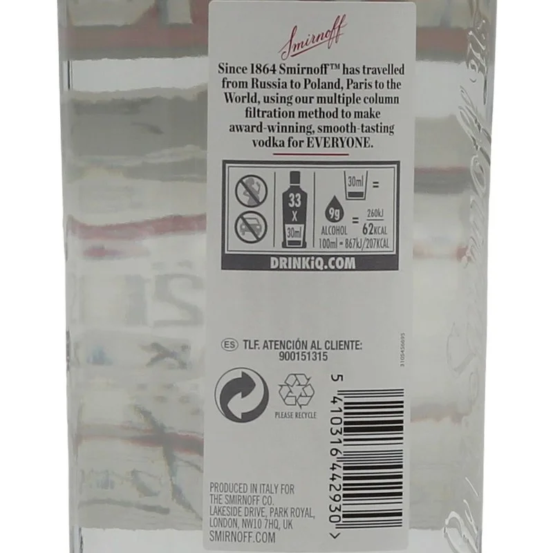 Smirnoff Vodka Red Label 1 L 37,5% vol Smirnoff Vodka Red Label 1 L 37,5% vol