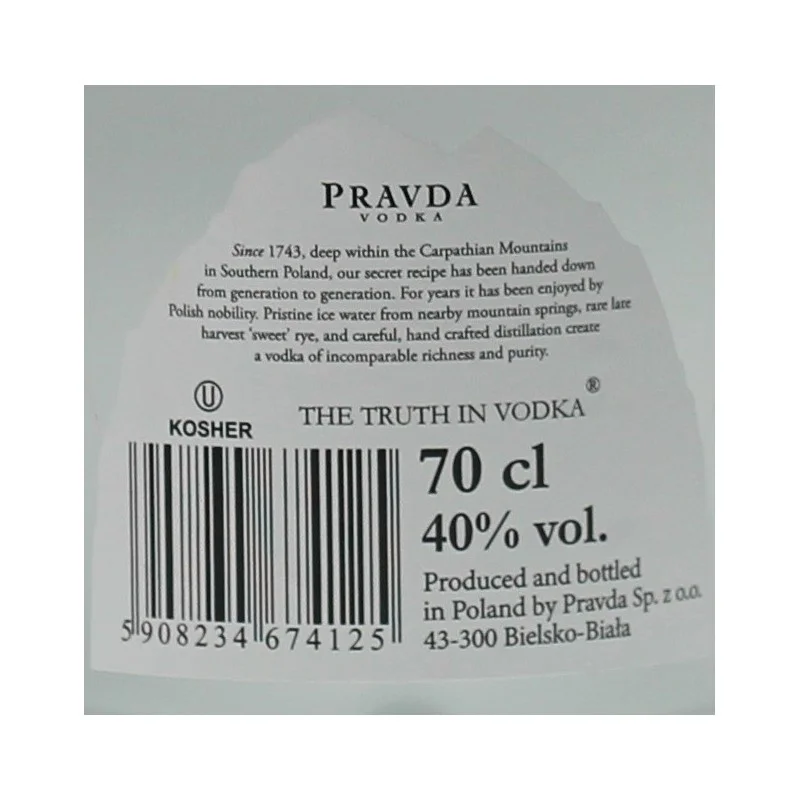 Pravda Vodka aus Polen 0,7 L 40% vol