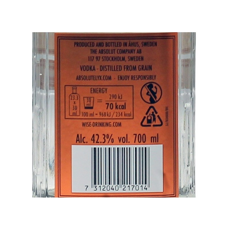 Absolut Vodka Elyx 0,7 L 42,3% vol Absolut Vodka Elyx 0,7 L 42,3% vol