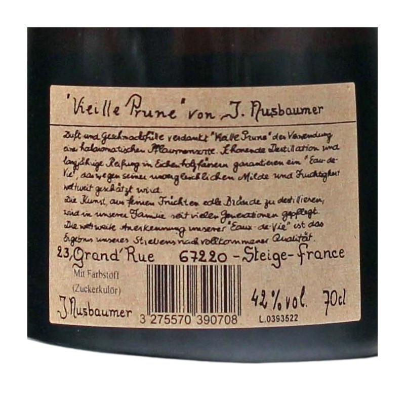 Nusbaumer Vieille Prune Eau de Vie 0,7 L 42% vol