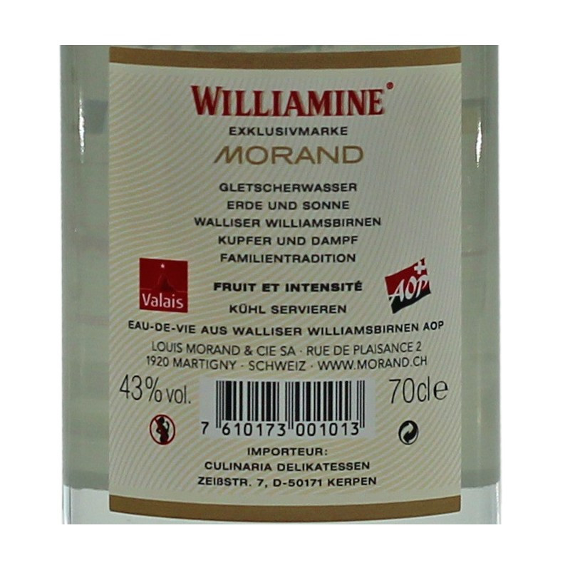 Morand Williamine Birnenbrand 0,7 L 43% vol Morand Williamine Birnenbrand 0,7 L 43% vol