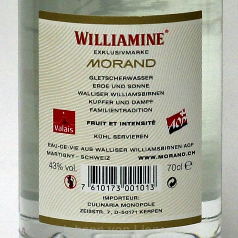Morand Williamine Obstler 0,7 L 43%vol Morand Williamine Obstler 0,7 L 43%vol
