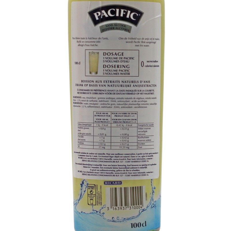 Ricard Pacific Pastis alkoholfrei 1 L 0% vol Ricard Pacific Pastis alkoholfrei 1 L 0% vol