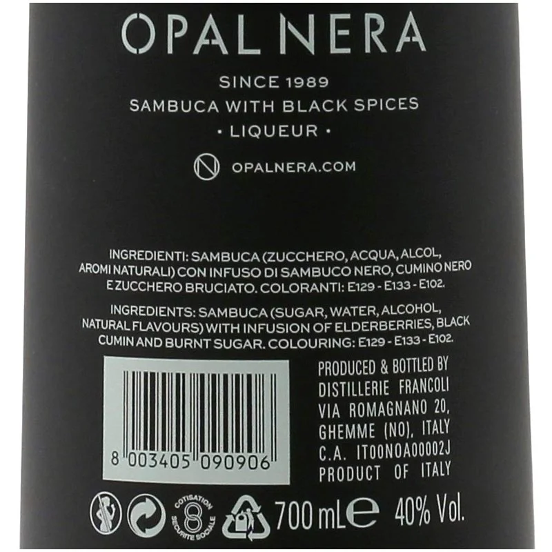 Opal Nera Sambuca 0,7 L 40% vol Opal Nera Sambuca 0,7 L 40% vol