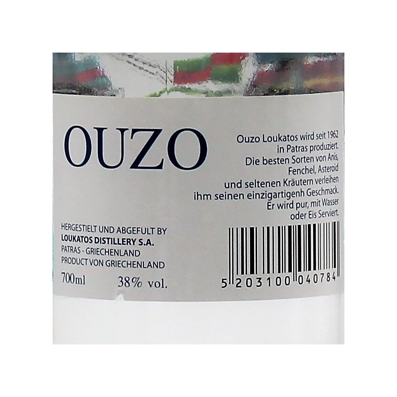 Loukatos Ouzo 0,7 L 38% vol Loukatos Ouzo 0,7 L 38% vol