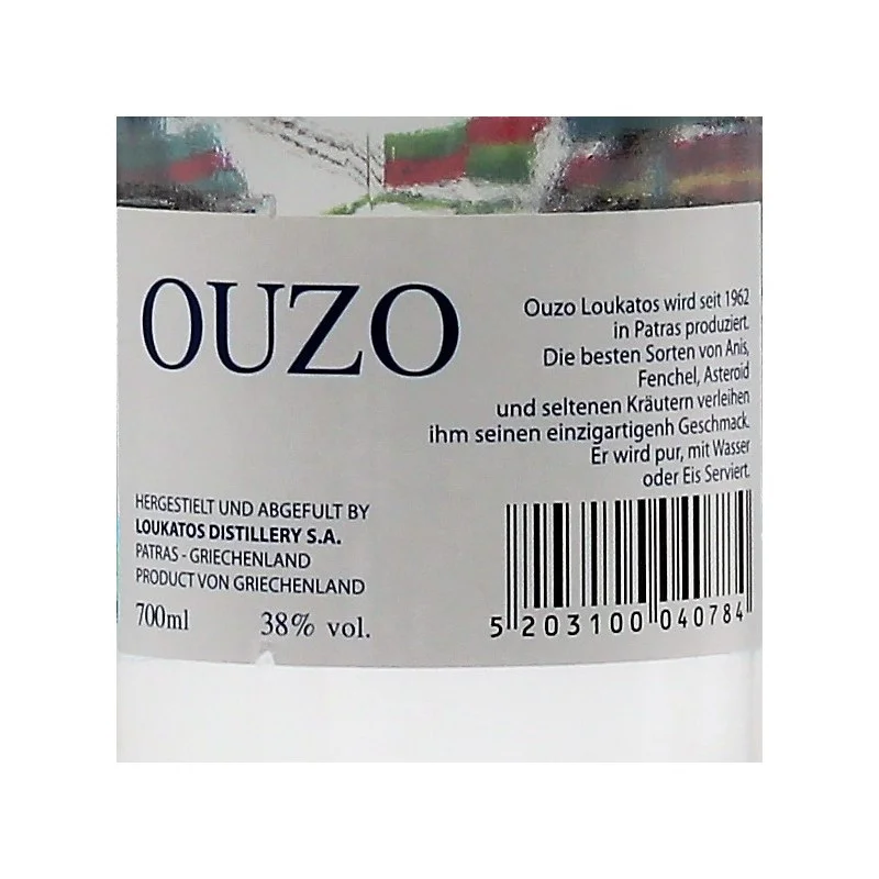 Loukatos Ouzo 0,7 L 38% vol Loukatos Ouzo 0,7 L 38% vol