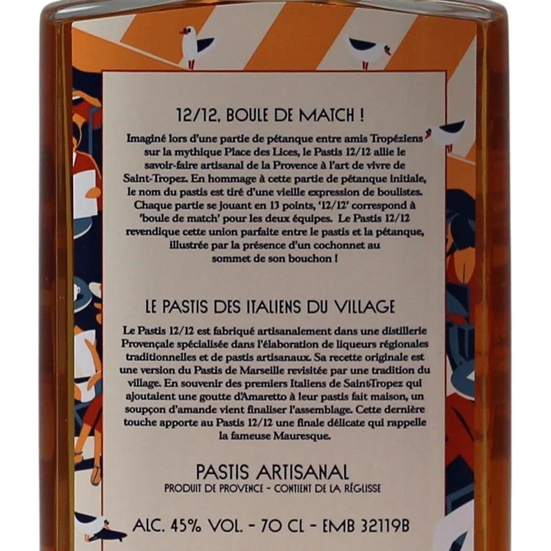 12/12 Pastis de Saint Tropez 0,7 L 45% vol 12/12 Pastis de Saint Tropez 0,7 L 45% vol