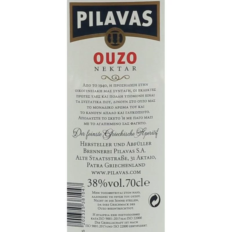 Pilavas Ouzo Nektar 0,7 L 38% vol