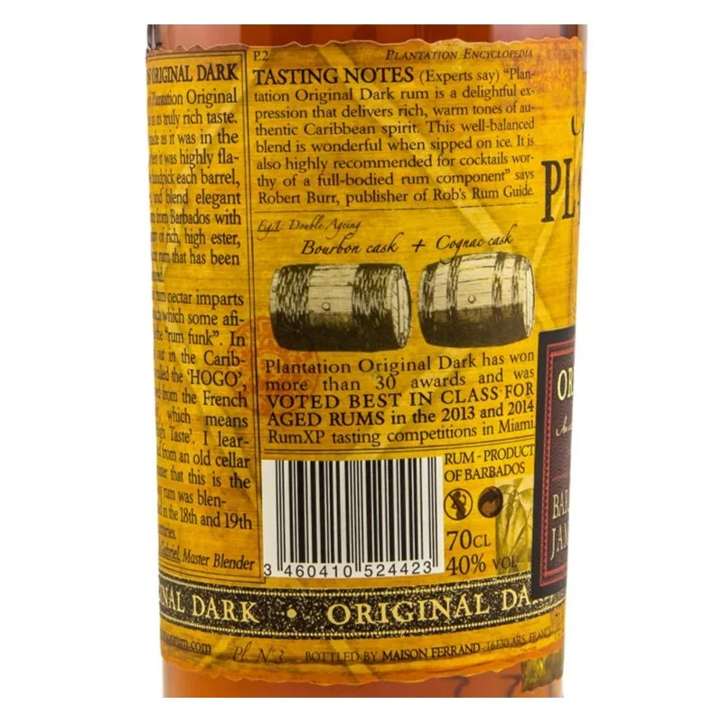 Plantation Original Dark Barbados & Jamaica 0,7 L 40%vol Plantation Original Dark Barbados & Jamaica 0,7 L 40%vol