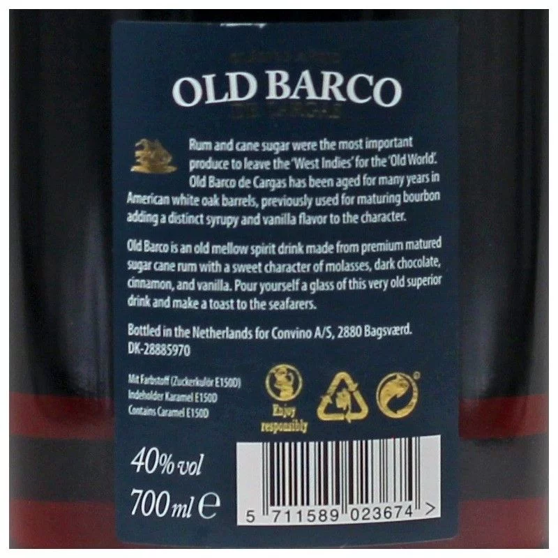 Old Barco de Cargas Spirituose auf Rum-Basis 0,7 L 40% vol