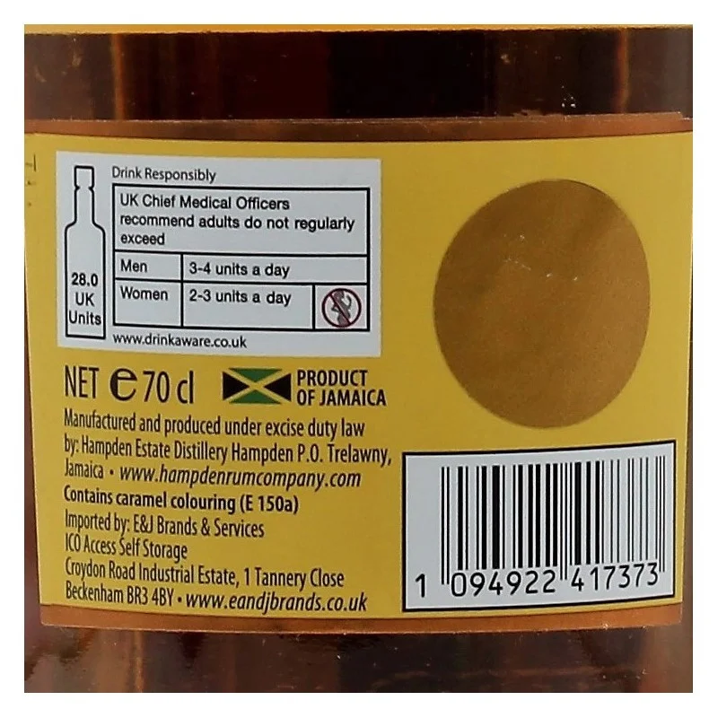 Hampden Estate Gold Rum 0,7 L 40% vol Hampden Estate Gold Rum 0,7 L 40% vol