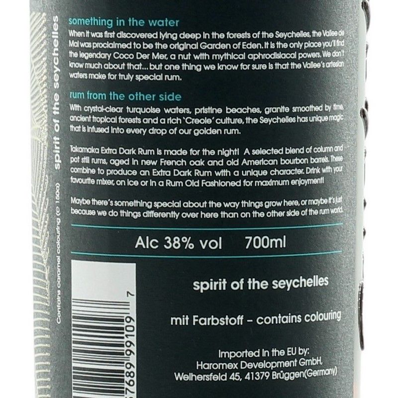 Takamaka Bay Extra Noir 0,7 L 38%vol Takamaka Bay Extra Noir 0,7 L 38%vol
