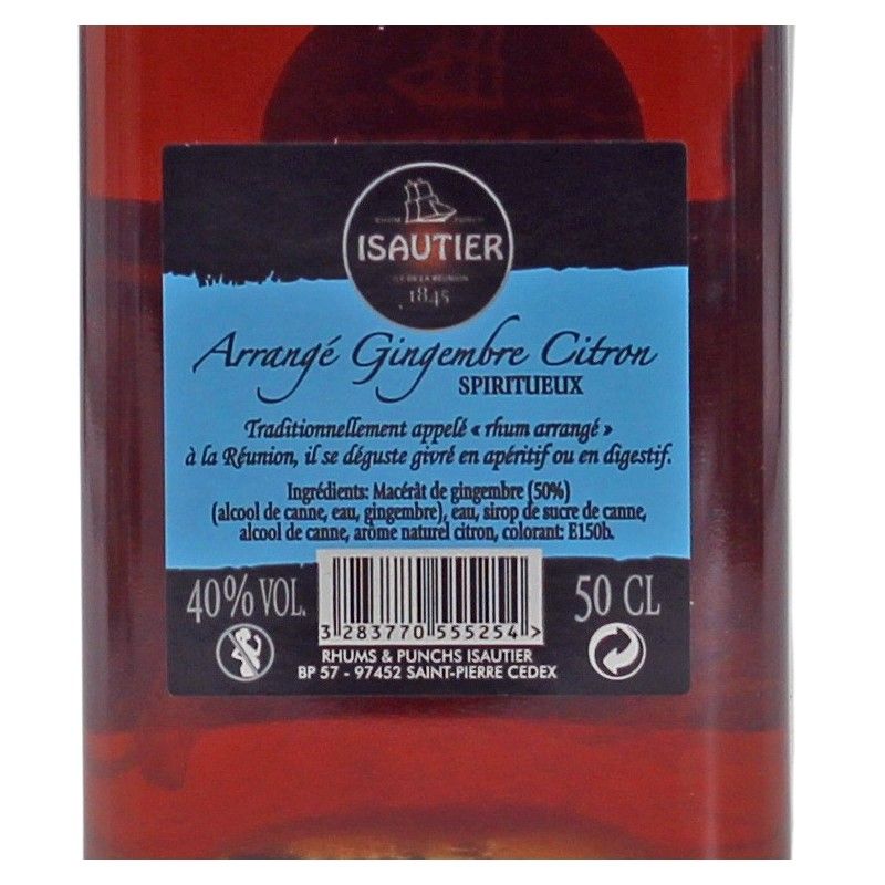 Isautier Arrange Gingembre Citron 0,5 L 40% vol Isautier Arrange Gingembre Citron 0,5 L 40% vol