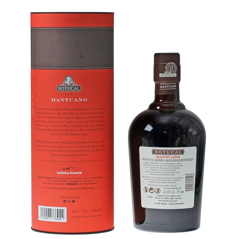 Botucal Mantuano Geschenkset mit Glas 0,7 L 40% vol Botucal Mantuano Geschenkset mit Glas 0,7 L 40% vol