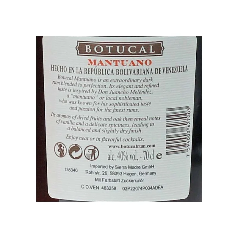 Botucal Mantuano Geschenkset mit Glas 0,7 L 40% vol Botucal Mantuano Geschenkset mit Glas 0,7 L 40% vol