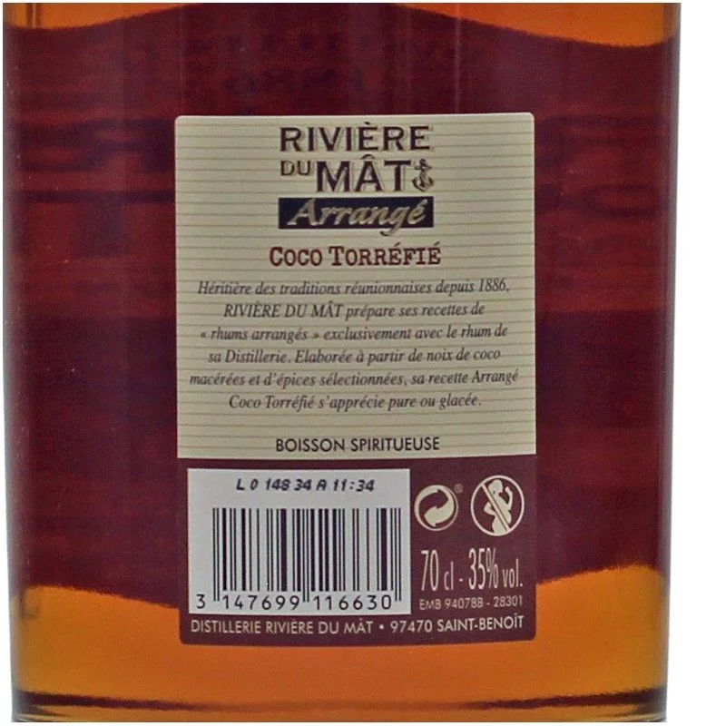 Rivière du Mât Arrangé Rhum Coco Torréfié 0,7 L 35% vol