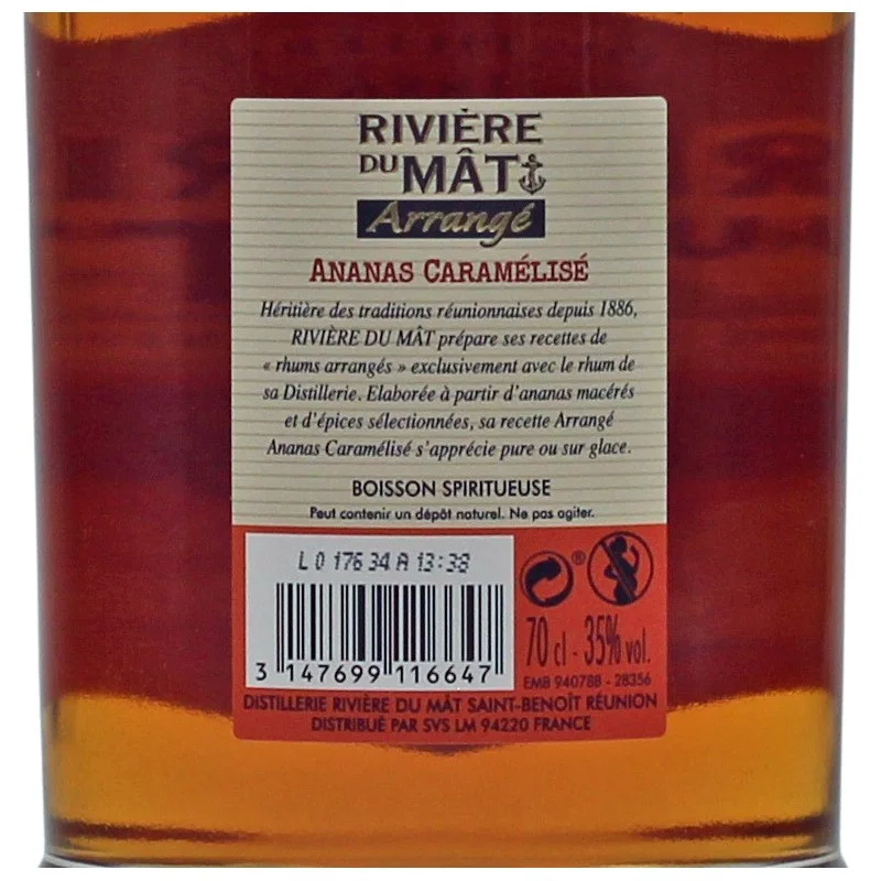 Rivière du Mât Arrangé Rhum Ananas Caramélisé 0,7 L 35% vol